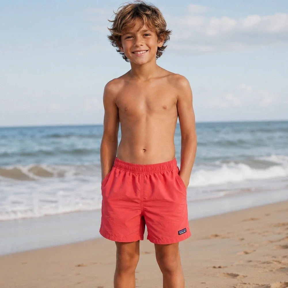 Patagonia Baggies Swim Trunks Youth Large Coral Lined Elastic Waist Shorts Kids